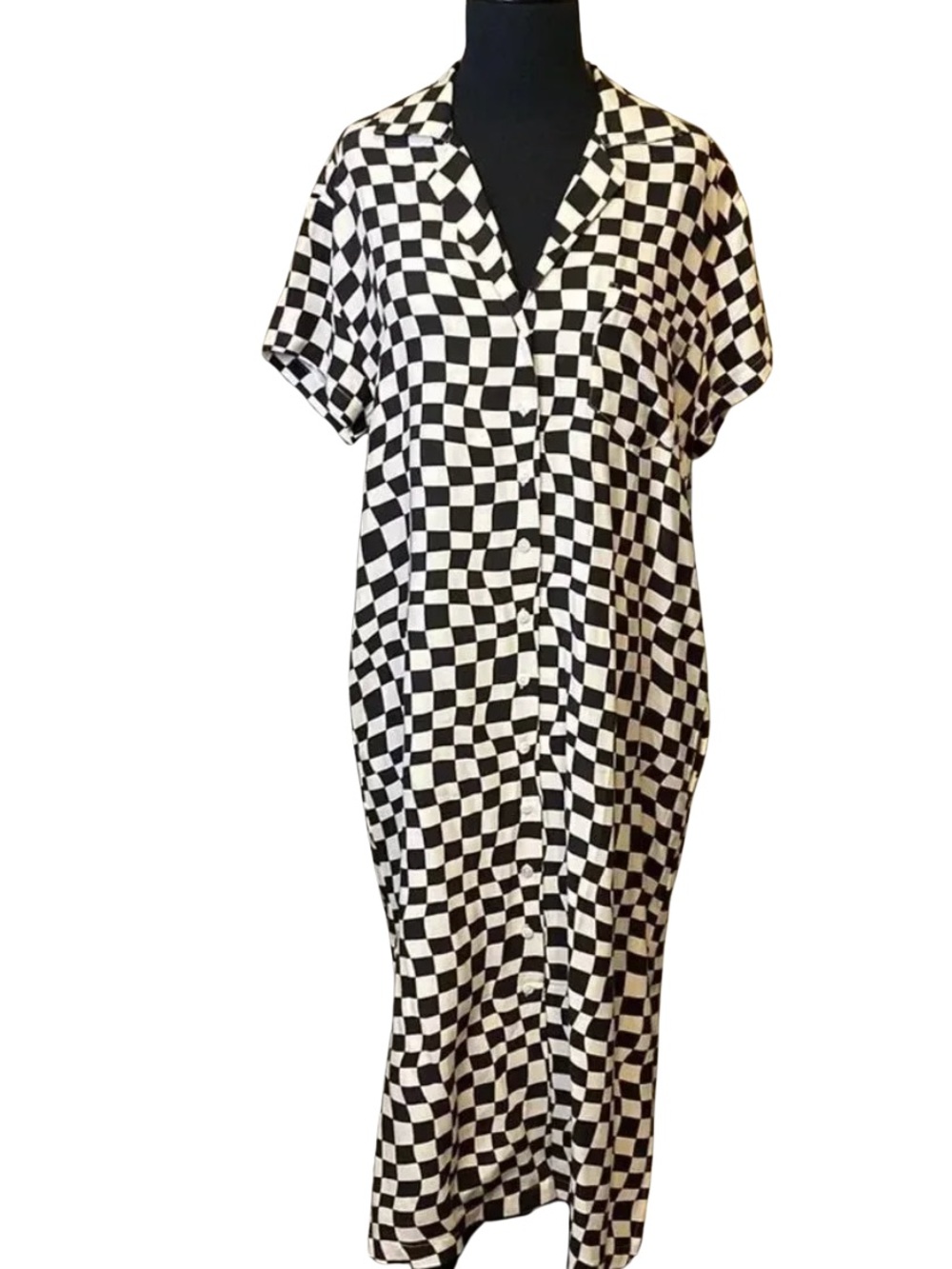 pistola Black & White Checkerboard Maxi Dress